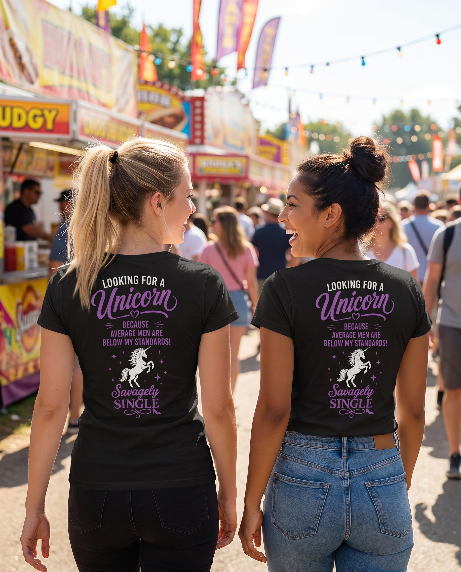 Savagely Single Unicorn Shirt - Two Models Back Festival