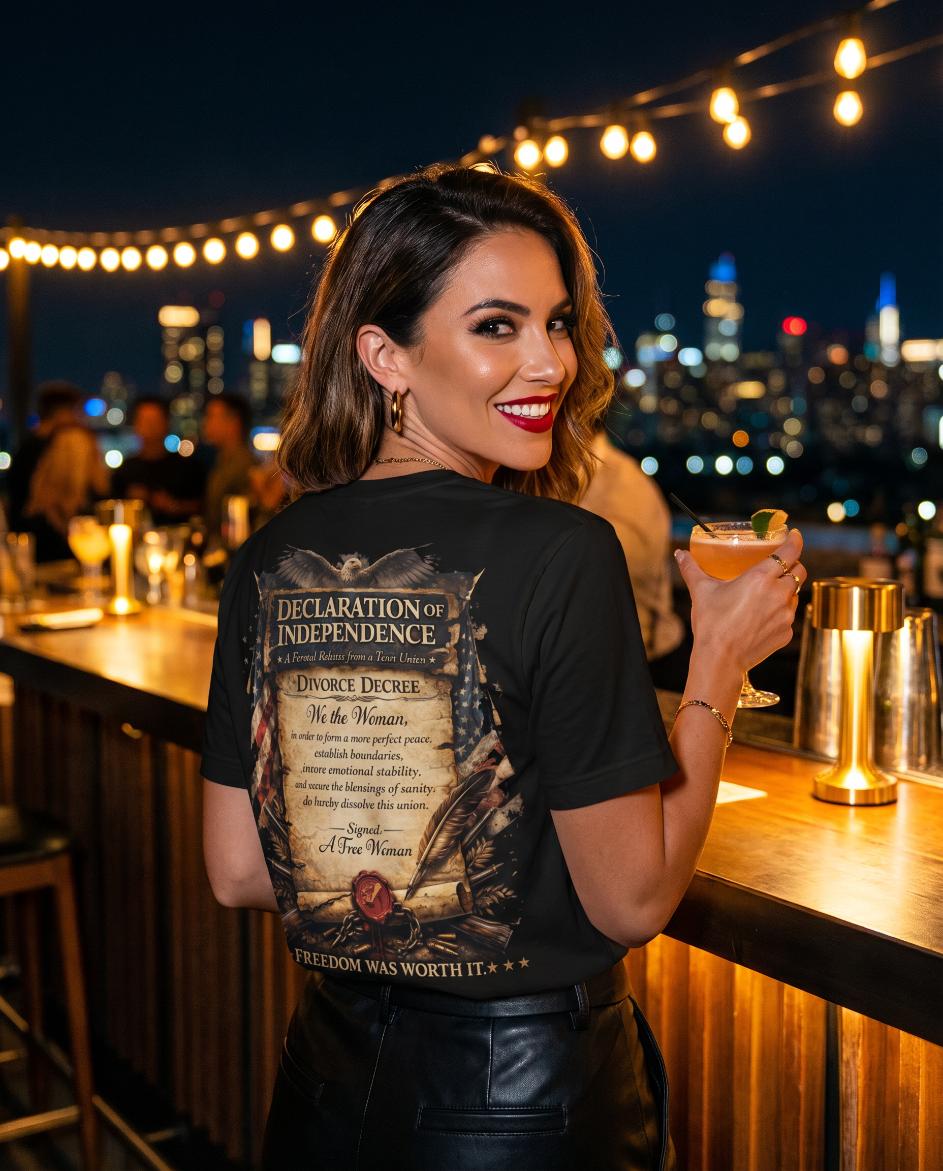 Savagely Single Declaration of Independence Tee - Rooftop Bar Night Out
