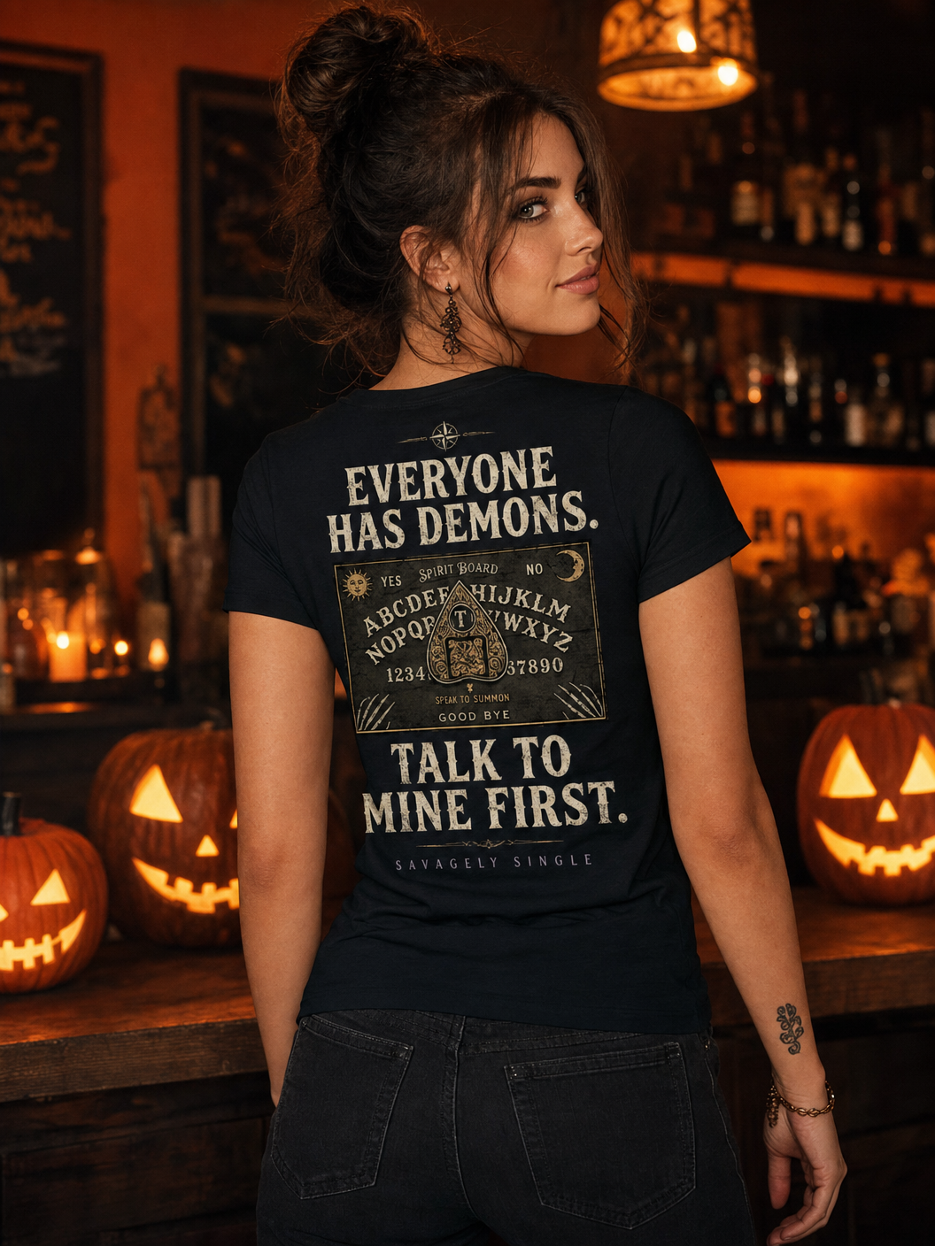 Spirit Board - back view Halloween bar