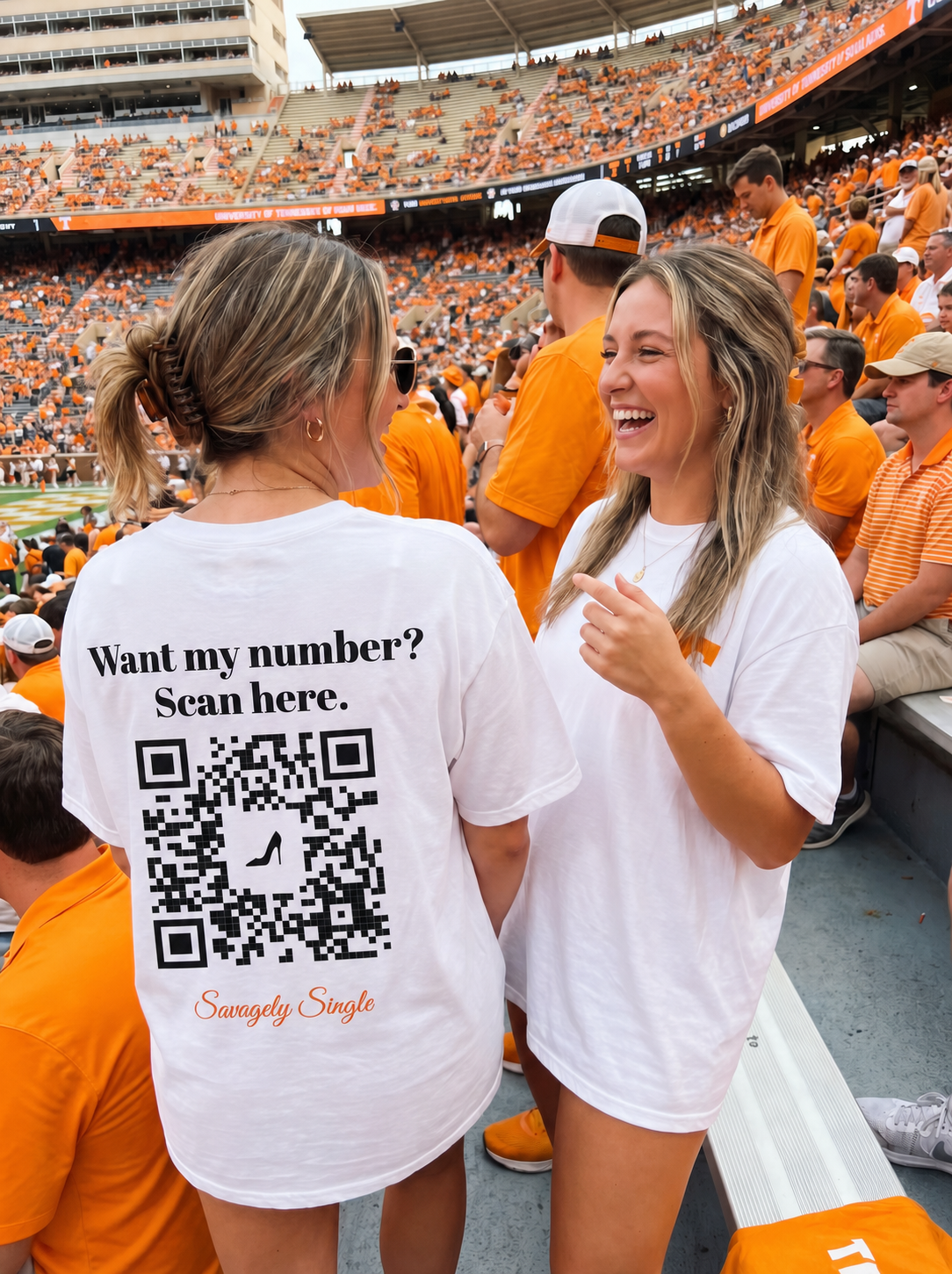 Want My Number shirt back - two women at stadium